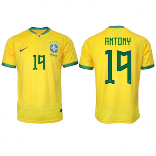 Brazil Antony #19 Replica Home Shirt World Cup 2022 Short Sleeve